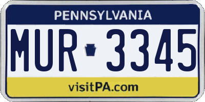 PA license plate MUR3345
