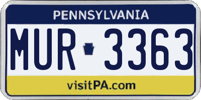 PA license plate MUR3363