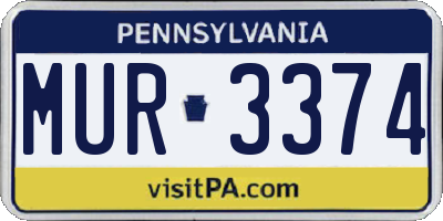 PA license plate MUR3374