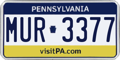 PA license plate MUR3377