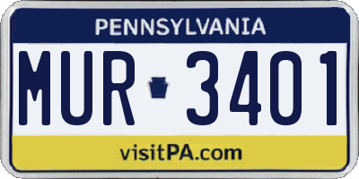 PA license plate MUR3401