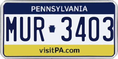 PA license plate MUR3403