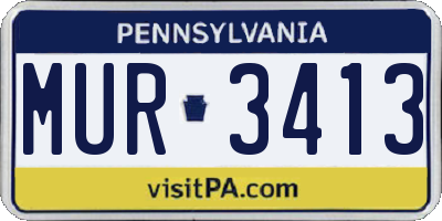 PA license plate MUR3413