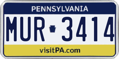 PA license plate MUR3414