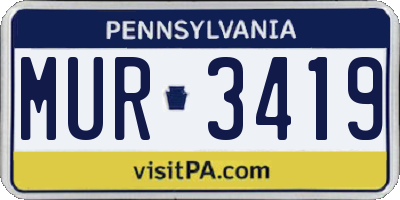 PA license plate MUR3419
