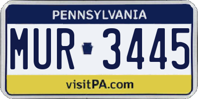 PA license plate MUR3445