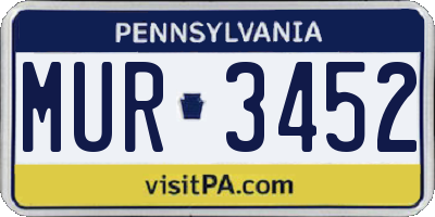 PA license plate MUR3452