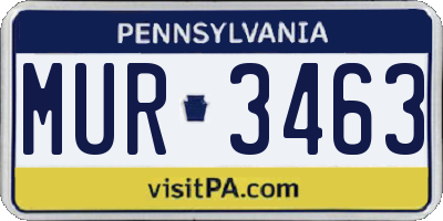 PA license plate MUR3463