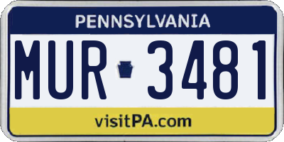 PA license plate MUR3481