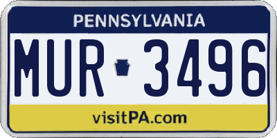 PA license plate MUR3496