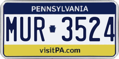PA license plate MUR3524
