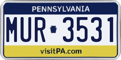 PA license plate MUR3531