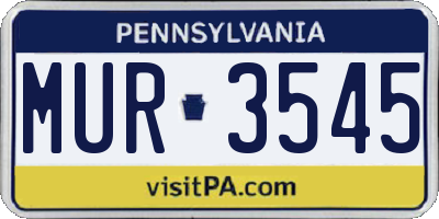 PA license plate MUR3545