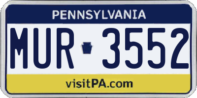 PA license plate MUR3552