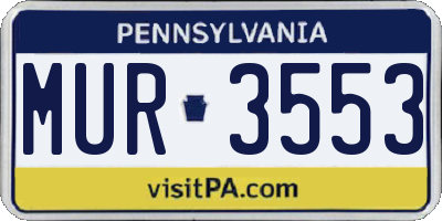 PA license plate MUR3553