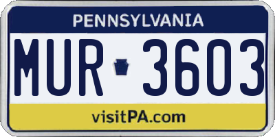 PA license plate MUR3603