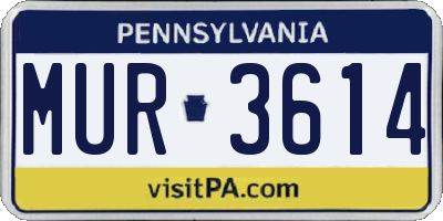 PA license plate MUR3614
