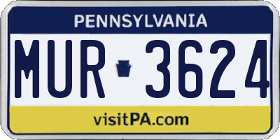 PA license plate MUR3624