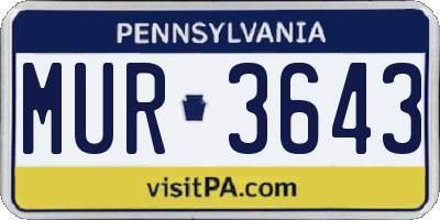 PA license plate MUR3643