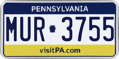 PA license plate MUR3755