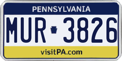 PA license plate MUR3826
