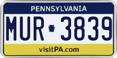 PA license plate MUR3839