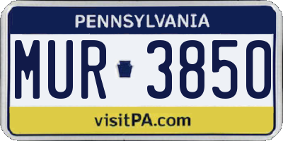 PA license plate MUR3850