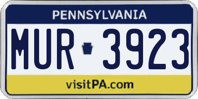 PA license plate MUR3923