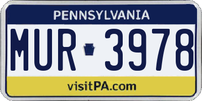 PA license plate MUR3978