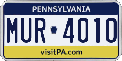 PA license plate MUR4010
