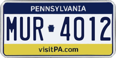 PA license plate MUR4012