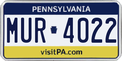 PA license plate MUR4022
