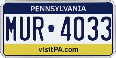 PA license plate MUR4033