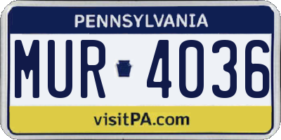 PA license plate MUR4036