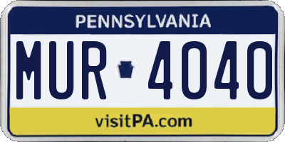 PA license plate MUR4040