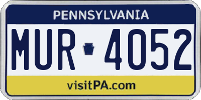 PA license plate MUR4052