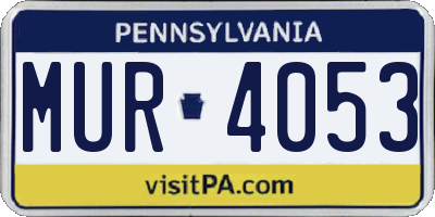 PA license plate MUR4053