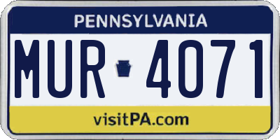 PA license plate MUR4071