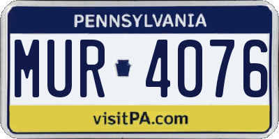 PA license plate MUR4076