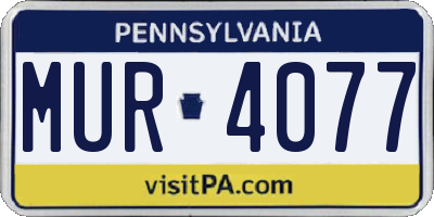 PA license plate MUR4077