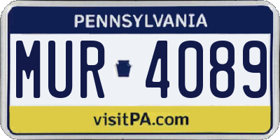 PA license plate MUR4089