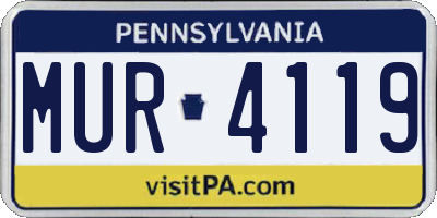 PA license plate MUR4119