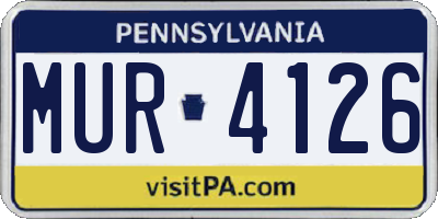 PA license plate MUR4126