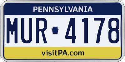 PA license plate MUR4178