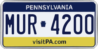 PA license plate MUR4200
