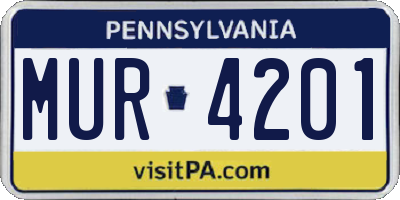 PA license plate MUR4201