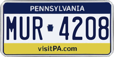 PA license plate MUR4208