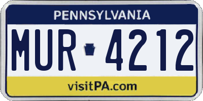 PA license plate MUR4212