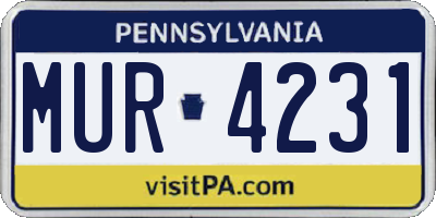 PA license plate MUR4231