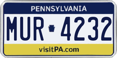 PA license plate MUR4232